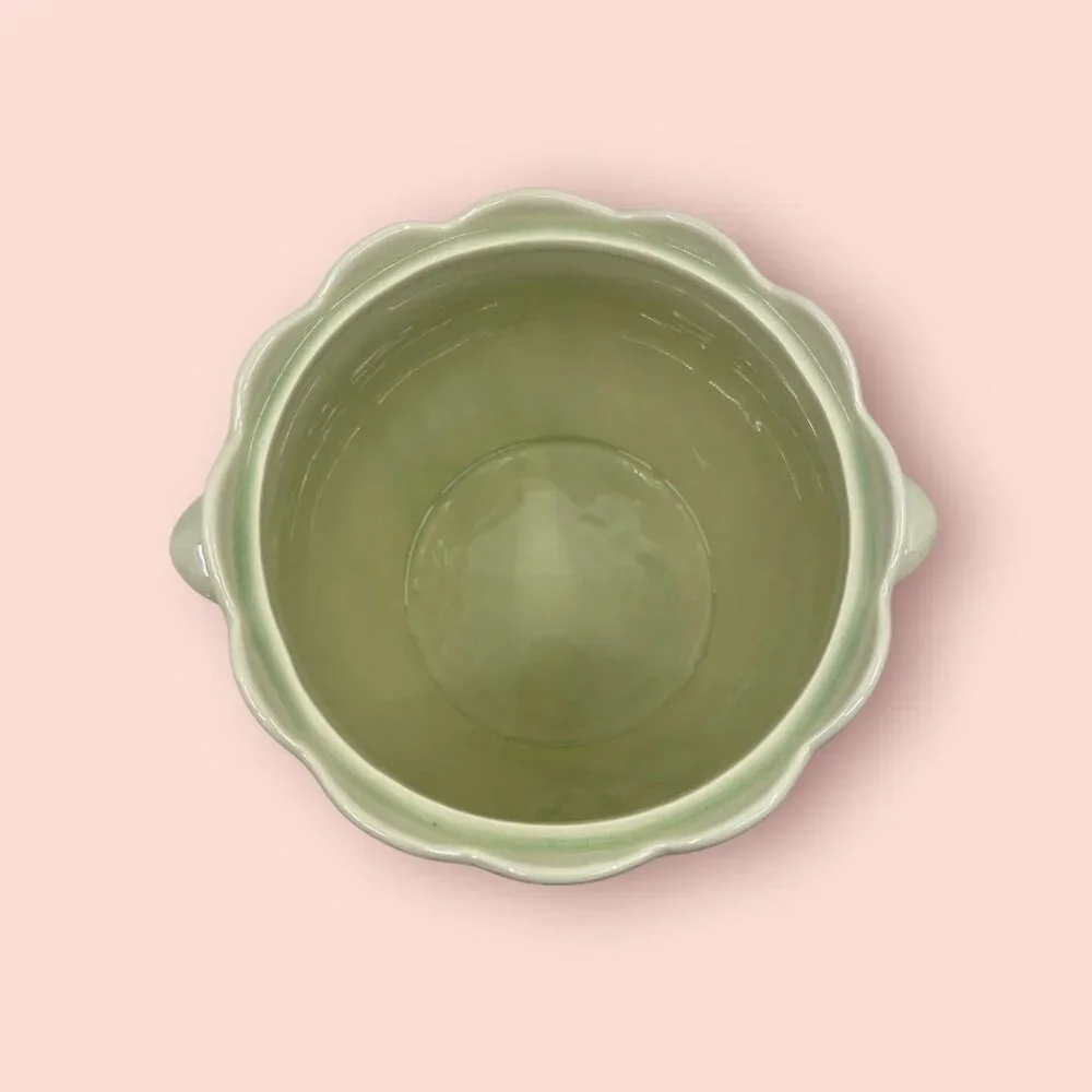 Vintage California Pottery Soup Tureen with a Lid & Ladle Pale Green Crazing USA